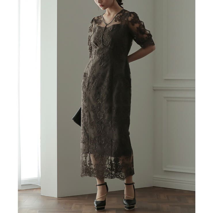 刺繍チュールレースタイトロングドレス ドレス 結婚式 | epicday | 詳細画像16 