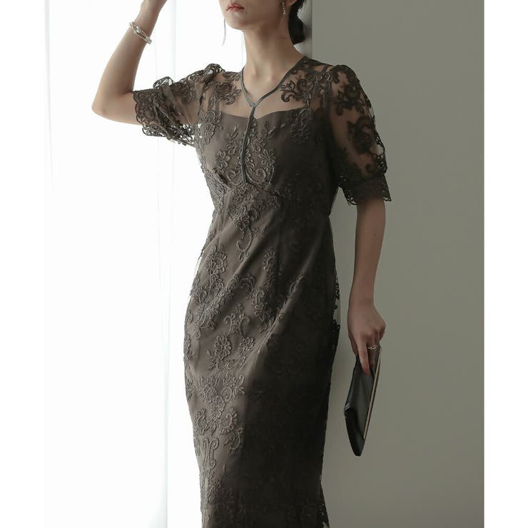 刺繍チュールレースタイトロングドレス ドレス 結婚式 | epicday | 詳細画像21 