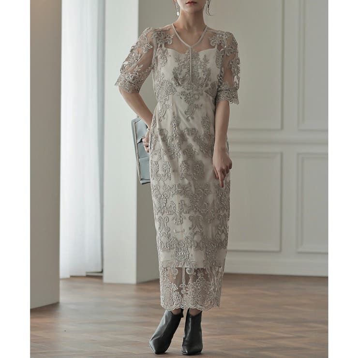 刺繍チュールレースタイトロングドレス ドレス 結婚式 | epicday | 詳細画像23 