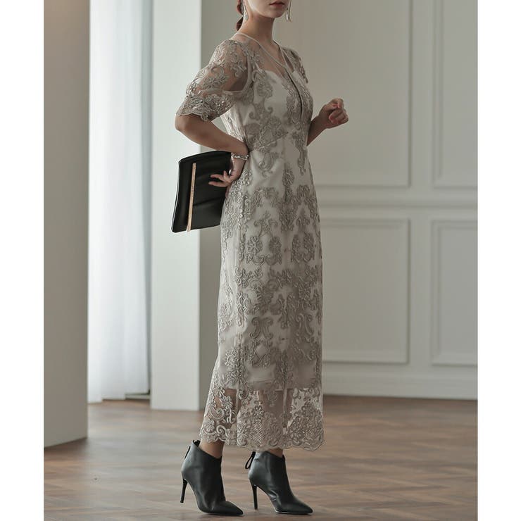 刺繍チュールレースタイトロングドレス ドレス 結婚式 | epicday | 詳細画像26 