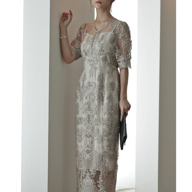 刺繍チュールレースタイトロングドレス ドレス 結婚式 | epicday | 詳細画像28 