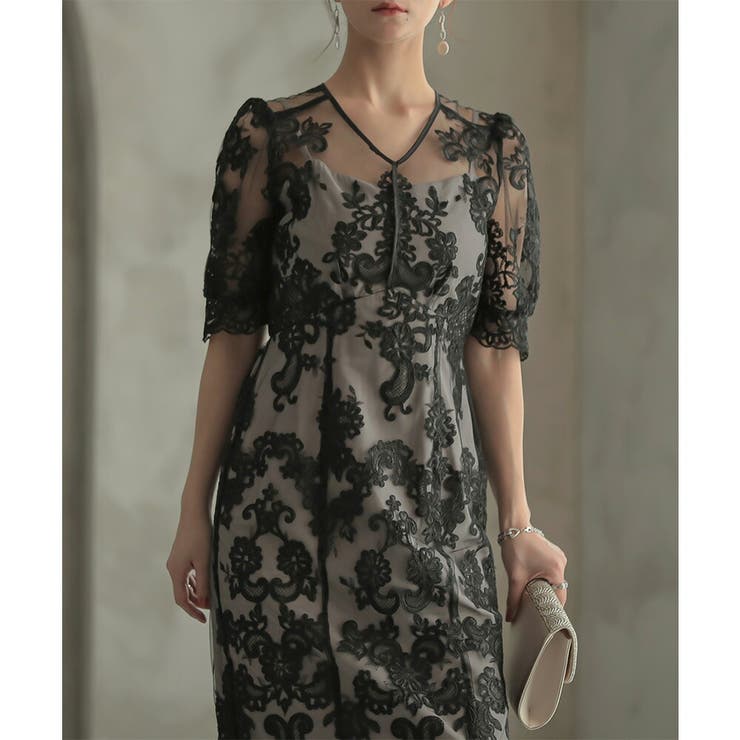 刺繍チュールレースタイトロングドレス ドレス 結婚式 | epicday | 詳細画像37 