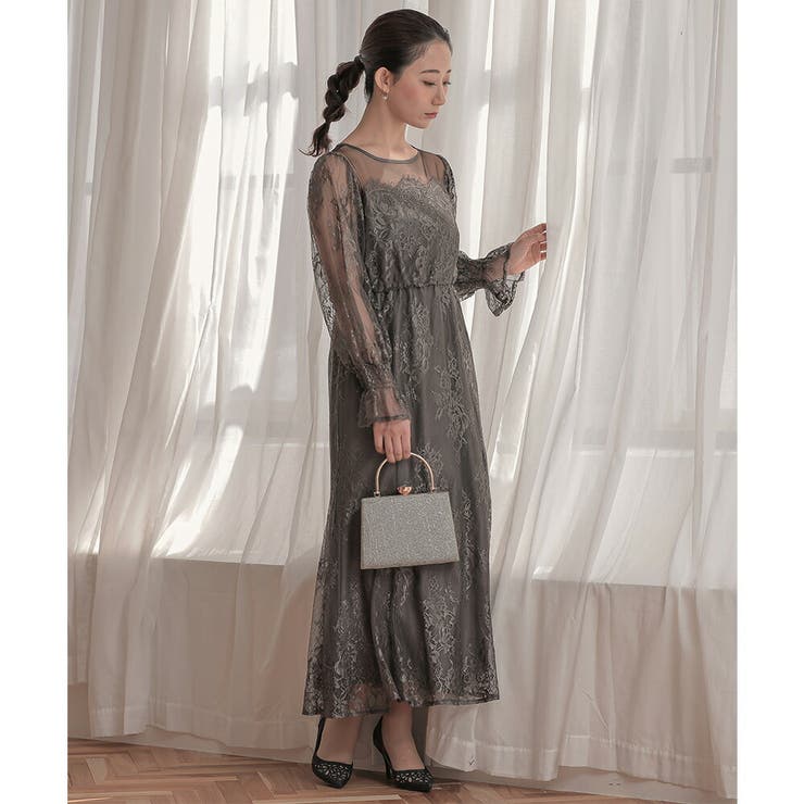 epic day レースロングマーメイドドレス M レースコンビフレアマーメイドロングドレス ドレス 結婚式[品番