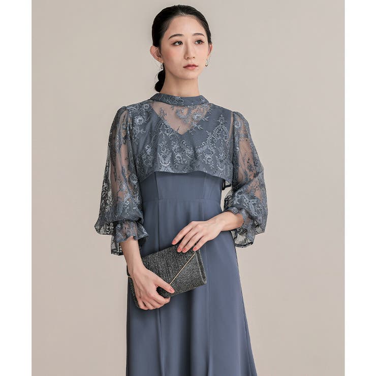 レーストップス＆フレアドレスセットアップ ドレス 結婚式[品番