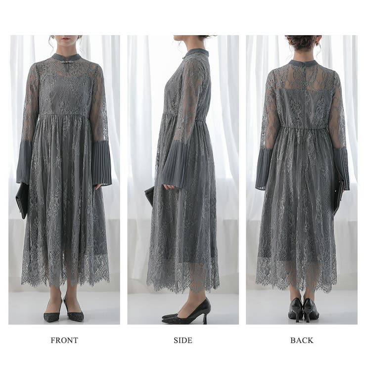 プリーツスリーブレースロングドレス ドレス 結婚式 | epicday | 詳細画像36 