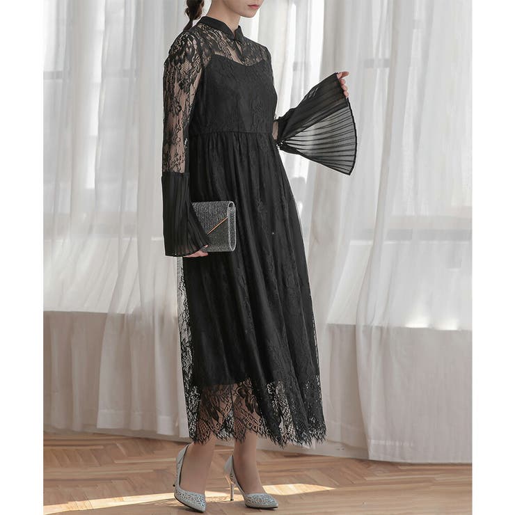 プリーツスリーブレースロングドレス ドレス 結婚式 | epicday | 詳細画像6 