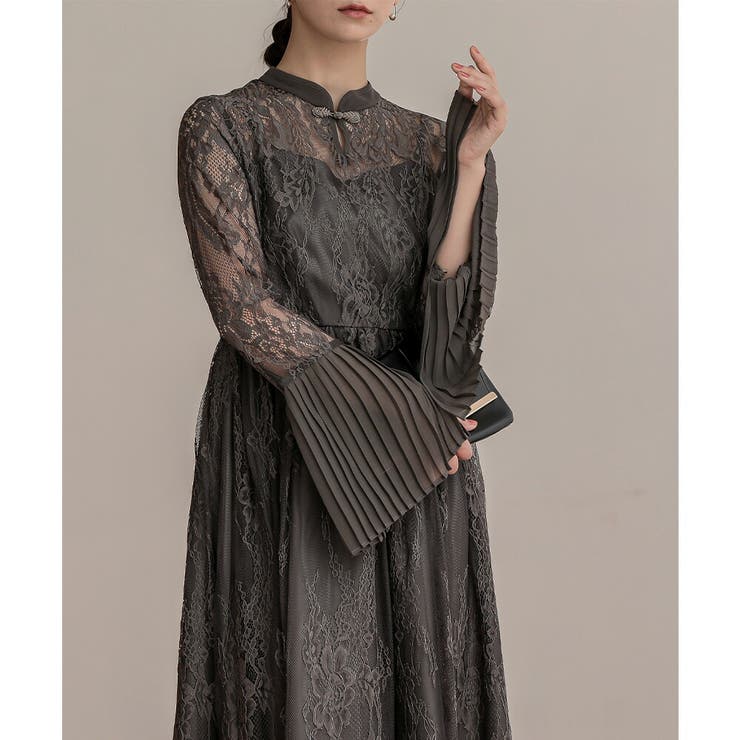 プリーツスリーブレースロングドレス ドレス 結婚式 | epicday | 詳細画像26 