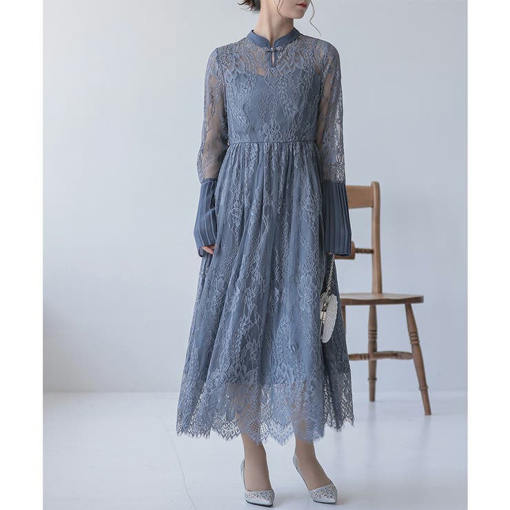 プリーツスリーブレースロングドレス ドレス 結婚式 | epicday | 詳細画像30 