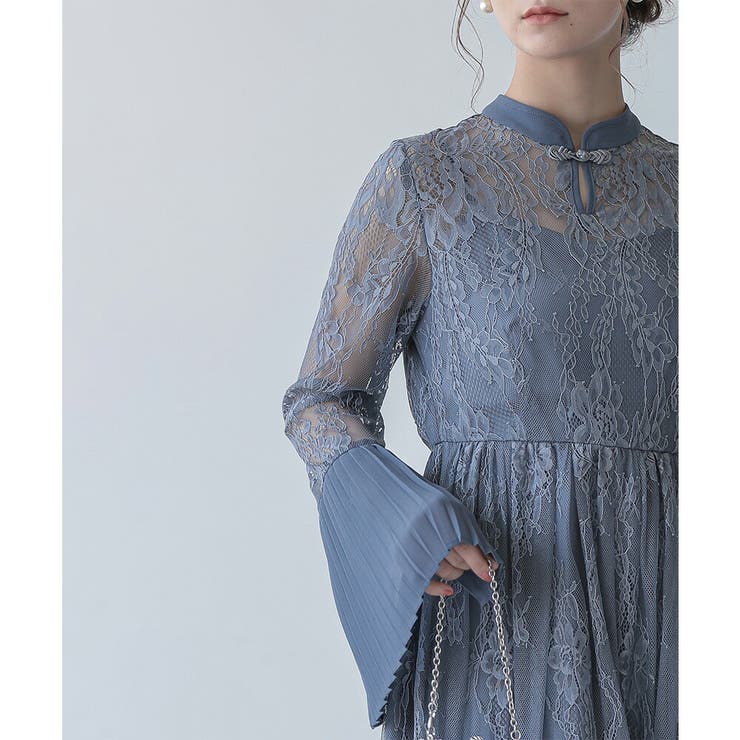 プリーツスリーブレースロングドレス ドレス 結婚式 | epicday | 詳細画像35 