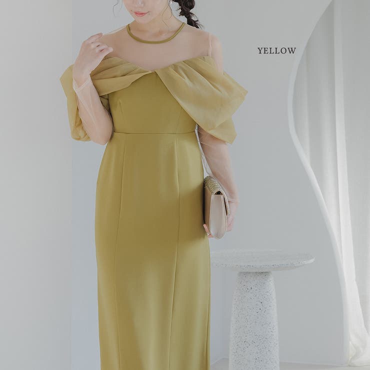 オフショルダータイトドレス ドレス 結婚式[品番：GRVW0001088