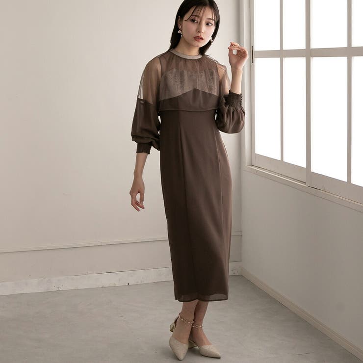 チュールコンビジャガードディティールロングドレス ドレス 結婚式 | epicday | 詳細画像12 