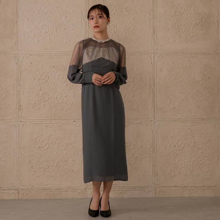 チュールコンビジャガードディティールロングドレス ドレス 結婚式 | epicday | 詳細画像15 