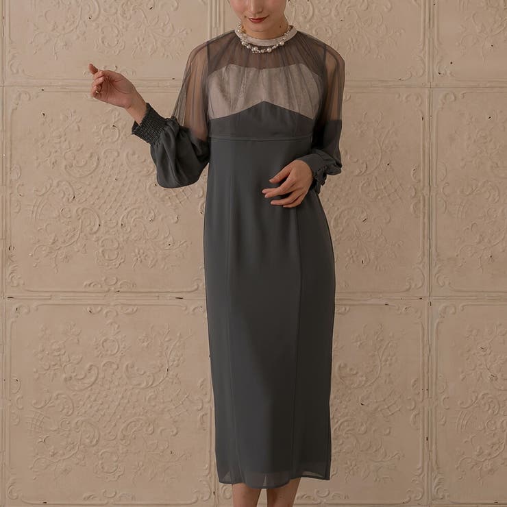 チュールコンビジャガードディティールロングドレス ドレス 結婚式 | epicday | 詳細画像18 