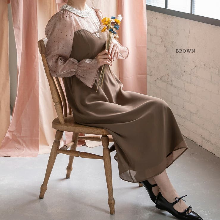 ブラウン | ドット ハートカット ドレス | epicday