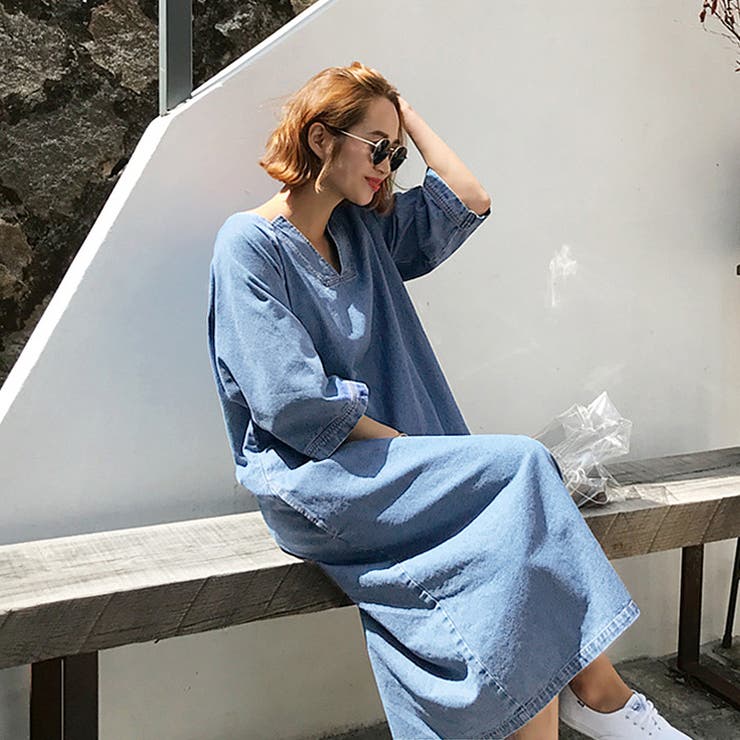 ワンピース デニム Vネック[品番：GRVW0000271]｜epicday（エピック