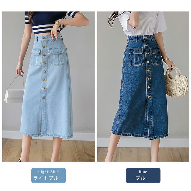 極美品✨ リヴドロワ モン デニムスカート サックスブルー タイト ロング 38 MONN.:.(モン)】LOOSE DENIM SKIRT（デニムスカート）｜RIVE