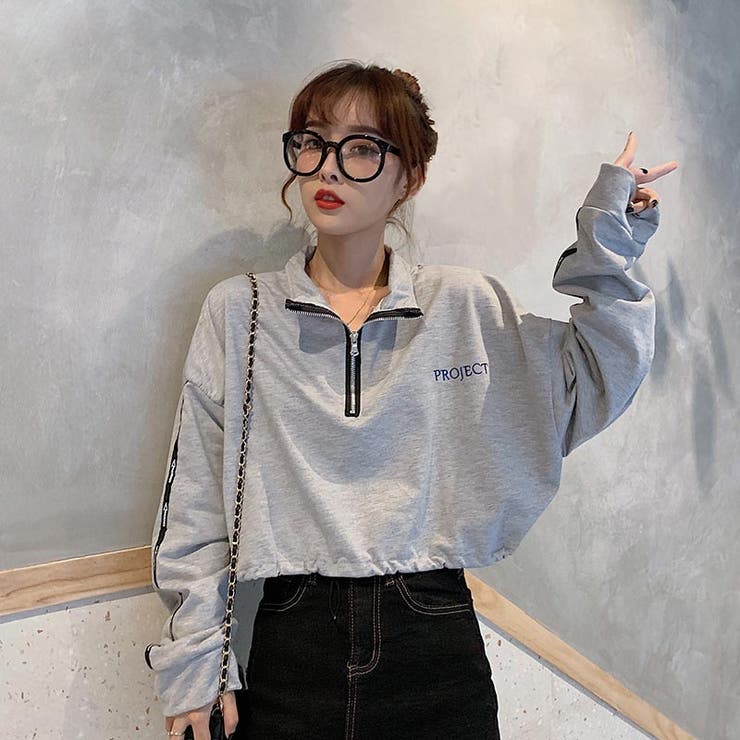 クロップドトップス スウェットトップス ショート丈[品番：GRVW0000932