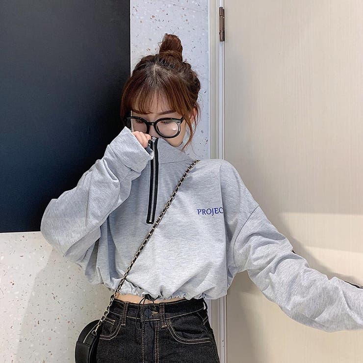 クロップドトップス スウェットトップス ショート丈[品番：GRVW0000932