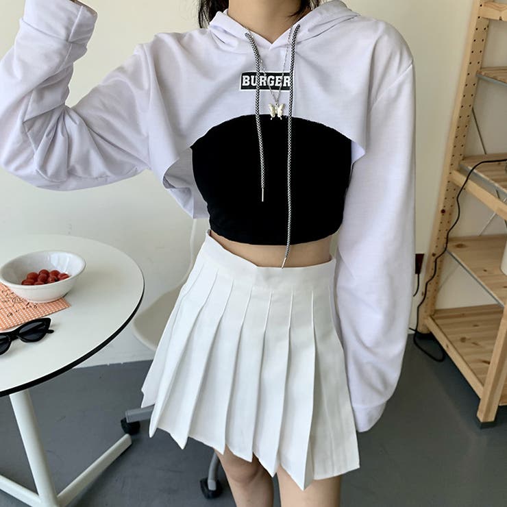 ひろにゃん☆様 BLAMINK フード付きクロップドパーカー サイズ0 大きいサイズ 綿混裏起毛ロゴプリントロング丈ビッグパーカー