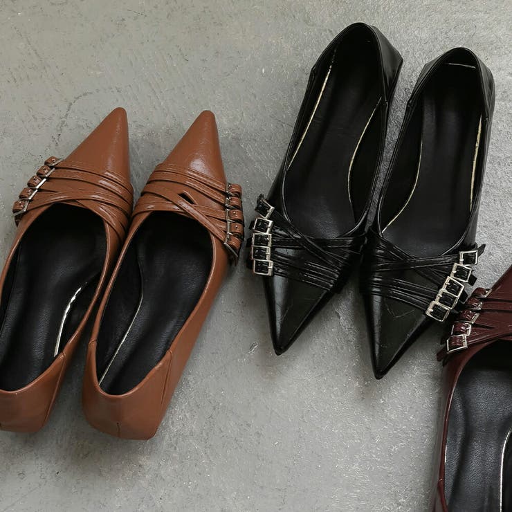 ベルトデザインポインテッドトゥパンプス ローヒール パーティーシューズ | epicday | 詳細画像8 