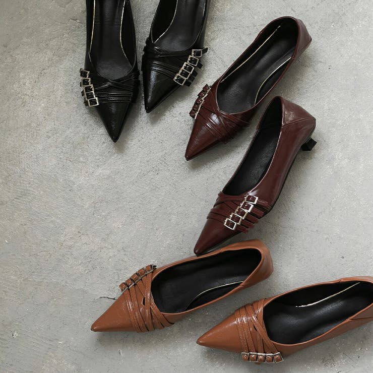 ベルトデザインポインテッドトゥパンプス ローヒール パーティーシューズ | epicday | 詳細画像11 