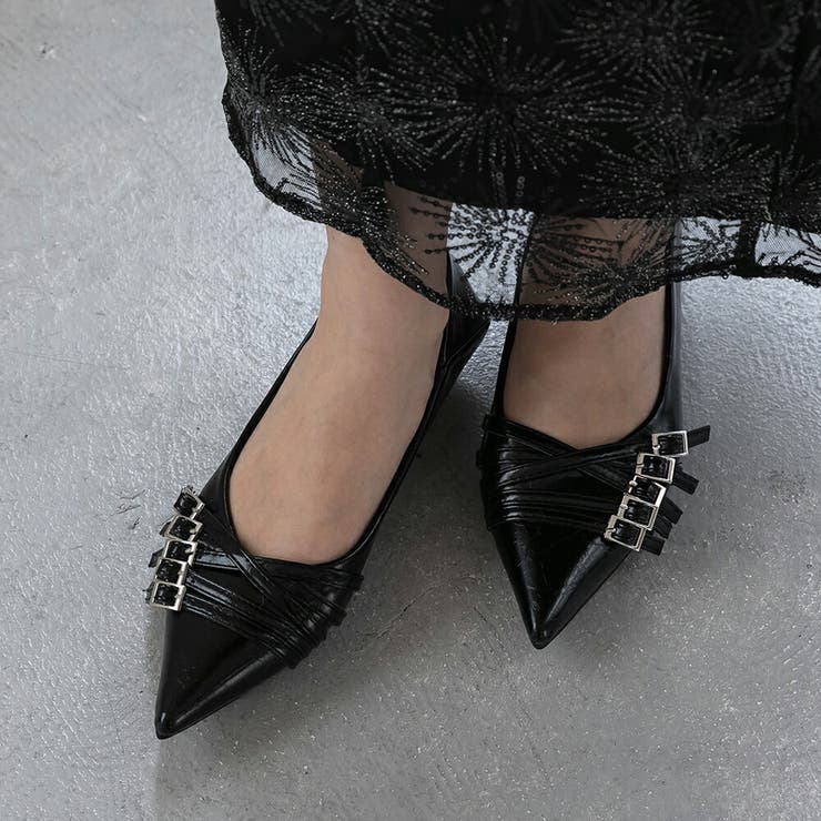 ベルトデザインポインテッドトゥパンプス ローヒール パーティーシューズ | epicday | 詳細画像14 