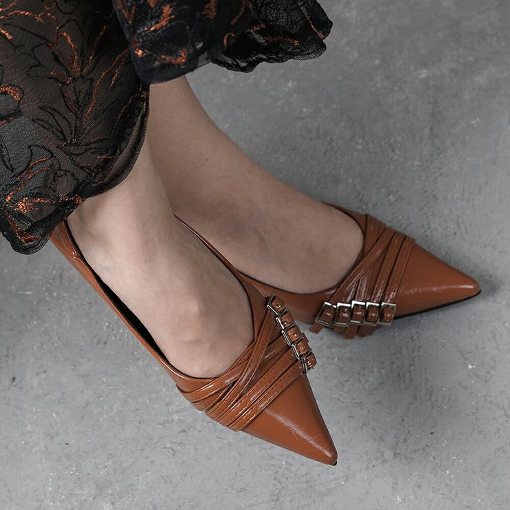 ベルトデザインポインテッドトゥパンプス ローヒール パーティーシューズ | epicday | 詳細画像28 