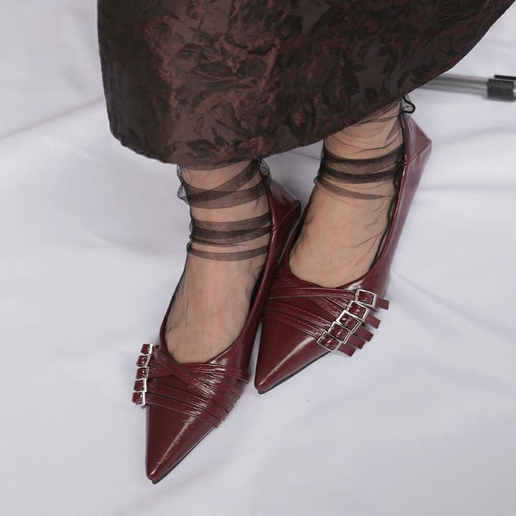 ベルトデザインポインテッドトゥパンプス ローヒール パーティーシューズ | epicday | 詳細画像36 