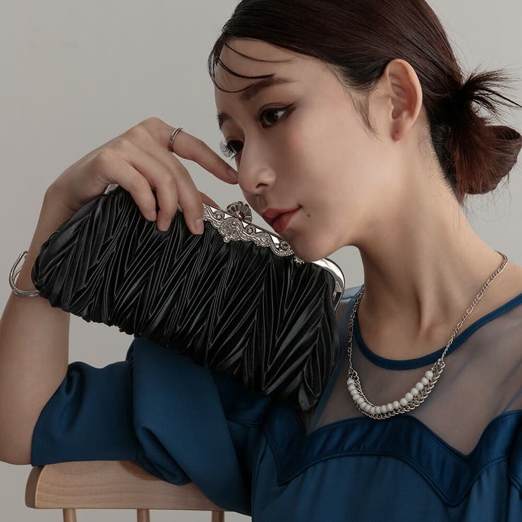 バッグ 結婚式 プリーツサテンクラッチバッグ | epicday | 詳細画像10 