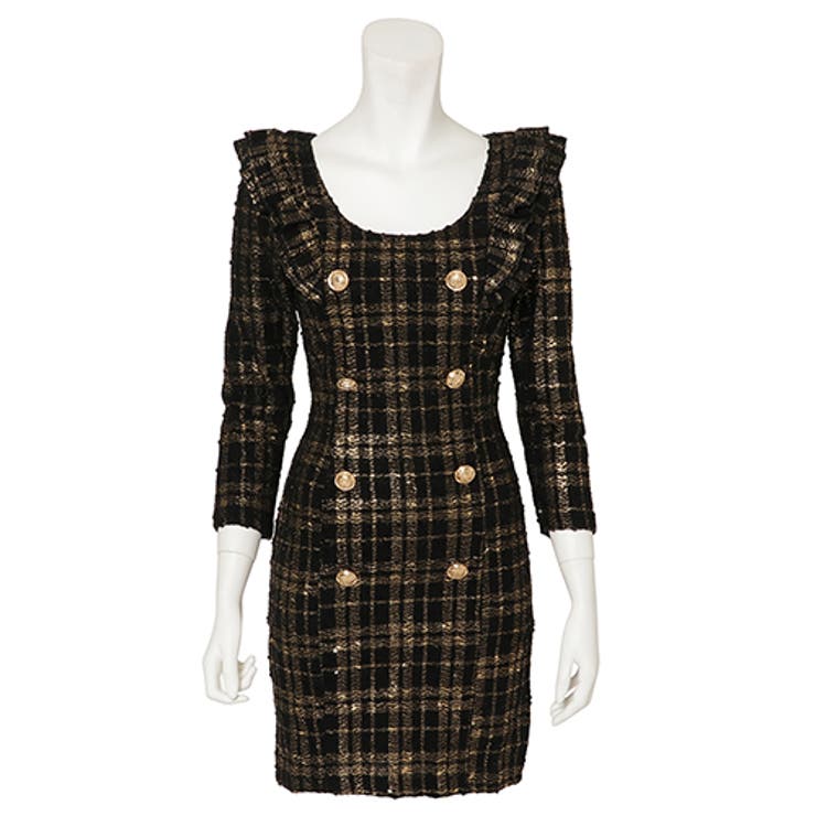 トラディショナルなツイードチェックのミニ丈ドレス(キャバドレス CABARETD… | GRAXIA | 詳細画像10 