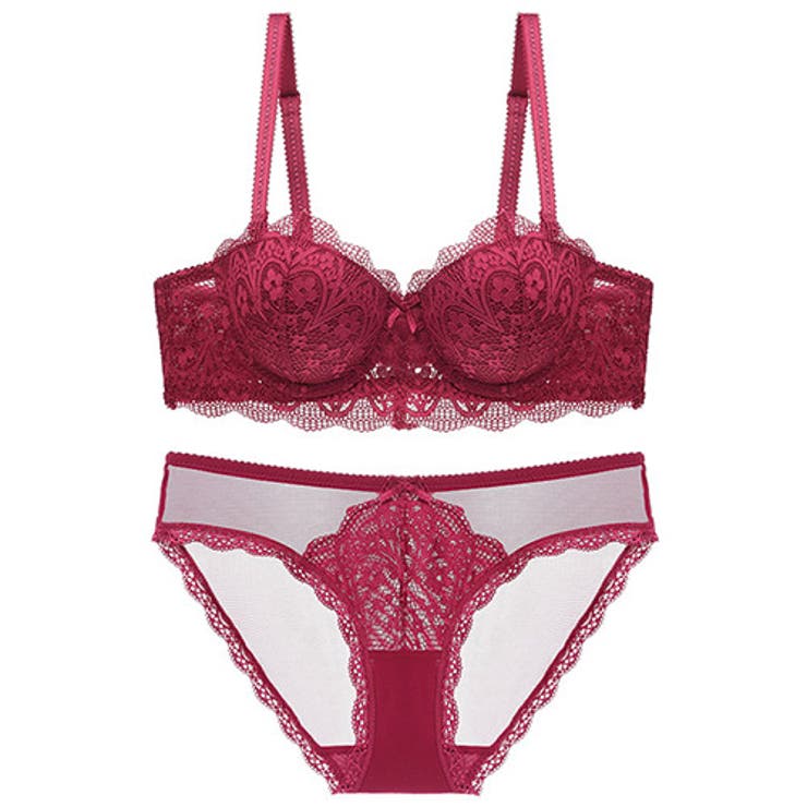 ワインレッド | エンブロイダリーレースライトアップ（ブラセット） | GRAXIA