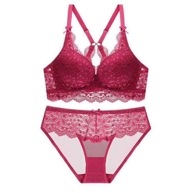 ワインレッド | レーシーフラワーメイクゴージャス（ブラセット） | GRAXIA