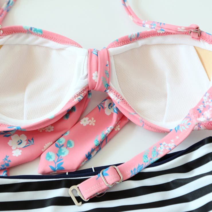 小花柄ワンピースとリバーシブルショーツの体形カバー水着3点セット（水着ビキニ ワ… | GRAXIA | 詳細画像14 