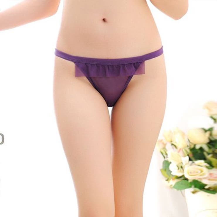 ヒップのリボンが可愛くセクシーなTバック ショーツ パープル | GRAXIA | 詳細画像1 