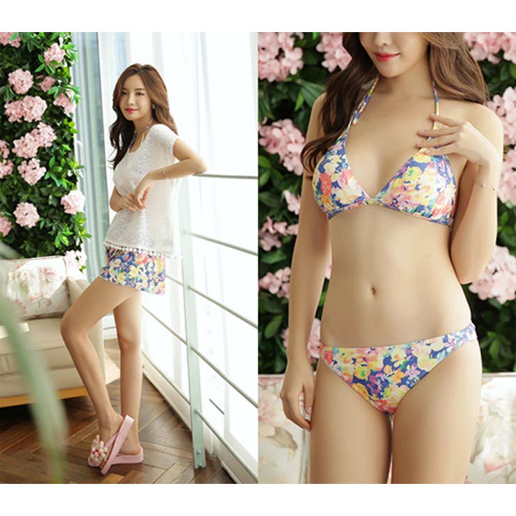 裾ポンポントップス付きロマンティックフラワーの体形カバー水着4点セット 品番 Gxaw Graxia グラシア のレディースファッション 通販 Shoplist ショップリスト