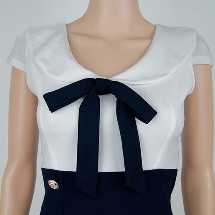 爽やかセーラー風のマリンルックドレス(CABARETDRESS)[品番