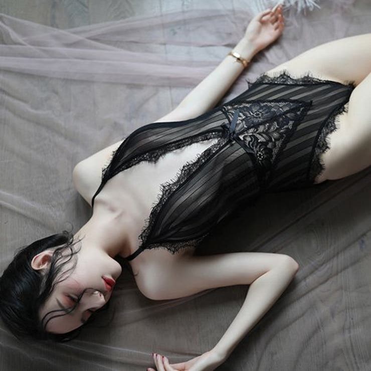 レーシーなストライプ柄のテディ(セクシーランジェリー) | GRAXIA | 詳細画像6 