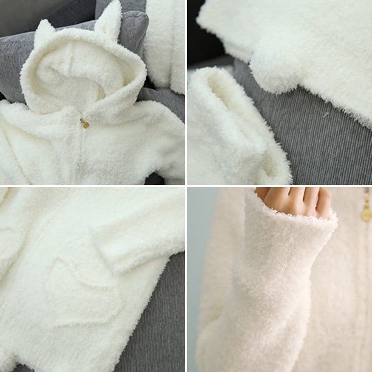 うさ耳＆しっぽ付きパーカーのモコモコルームウェア(ROOMWEAR