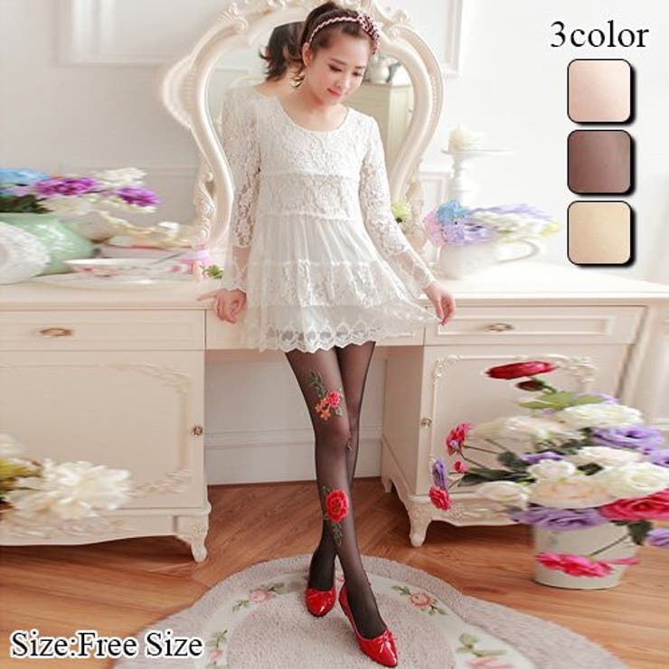 色鮮やかに薔薇が咲くストッキング(STOCKING) | GRAXIA | 詳細画像1 