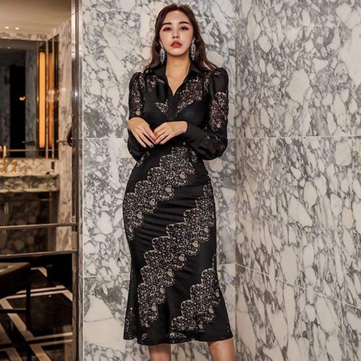 美しいレース柄が上品な大人お洒落を演出するセットアップドレス(キャバドレス CA… | GRAXIA | 詳細画像1 