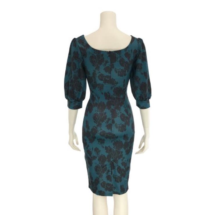 花柄をモチーフにスクエアカットの胸元が印象的なミディ丈ドレス(キャバドレス CA… | GRAXIA | 詳細画像11 