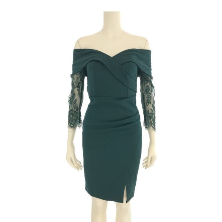 大きくあいたデコルテラインがセクシーな印象のオフショルミディ丈ドレス(キャバドレ… | GRAXIA | 詳細画像8 