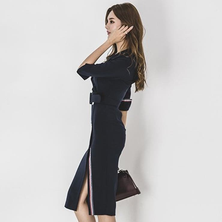 深いスリットとハイウエストがエレガントなミディ丈ドレス(キャバドレス CABAR… | GRAXIA | 詳細画像3 