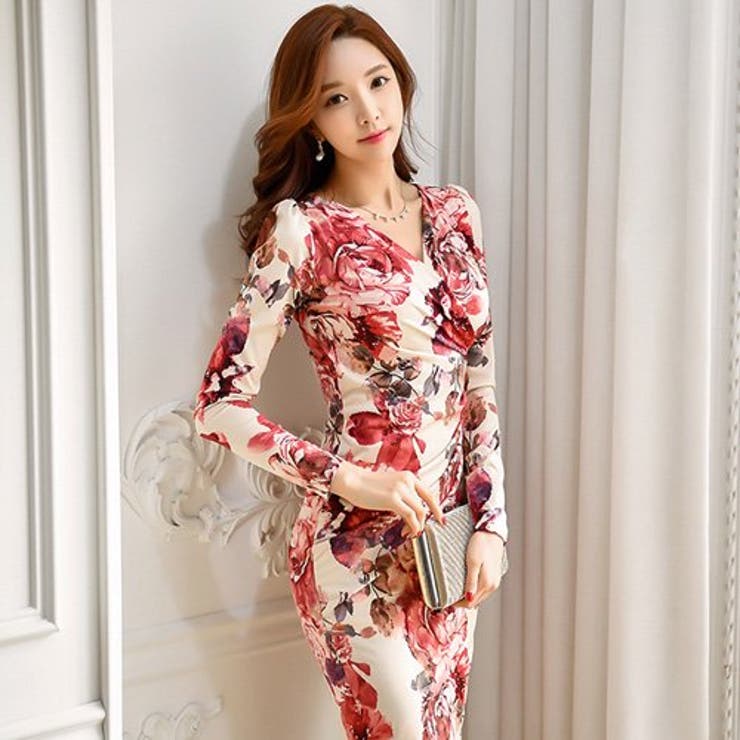 ゴージャスに薔薇が咲くタイトなカシュクールドレス(キャバドレス CABARETD… | GRAXIA | 詳細画像6 