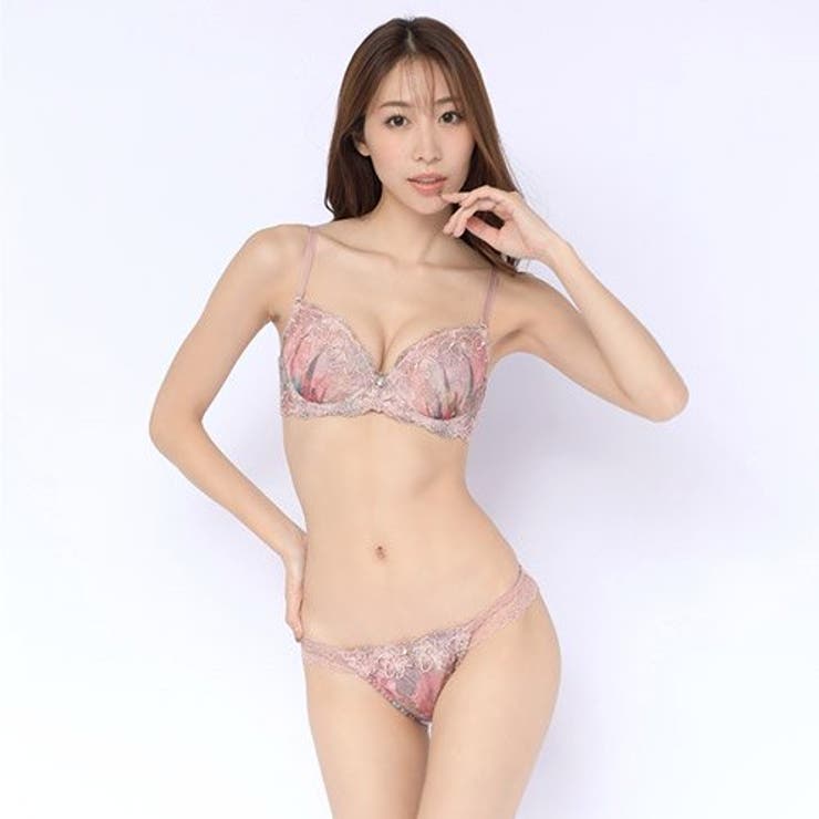 落ち着いたカラーの花柄チュールが華やかに胸を彩るブラ ショーツセット（ブラセット… | GRAXIA | 詳細画像2 
