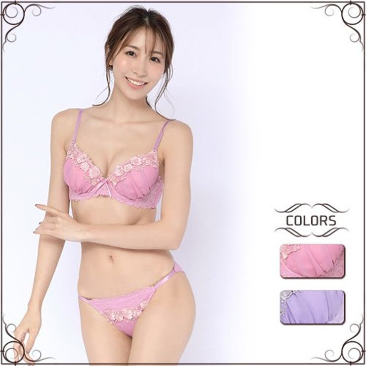 明るく華やかなカラーがフェミニンなブラ・ショーツセット（ブラセット） | GRAXIA | 詳細画像1 