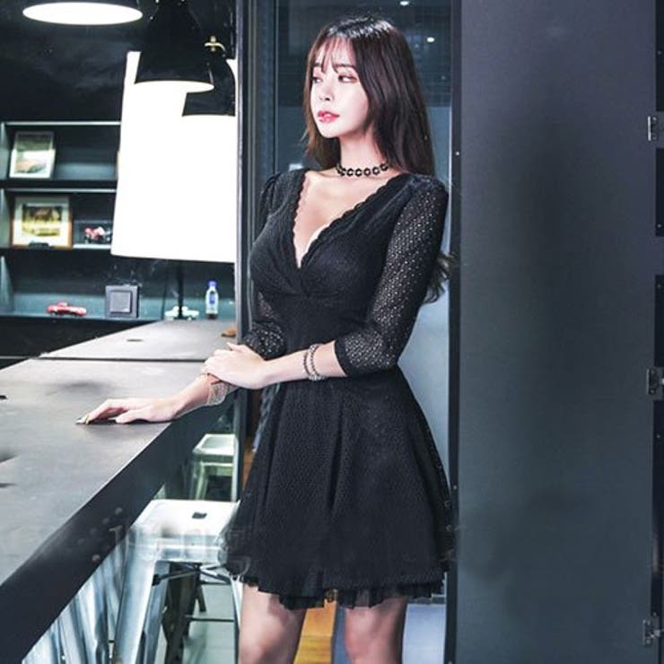 割引クーポン対象品 ワンピース レース ひざ丈 長袖 ミニ丈 かわいい 大人 ニットd 人気カラー再販