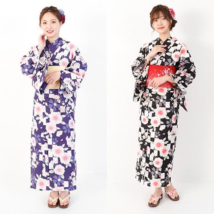 大ぶりな桜柄が愛らしい年齢問わず着られる浴衣3点セット(YUKATA