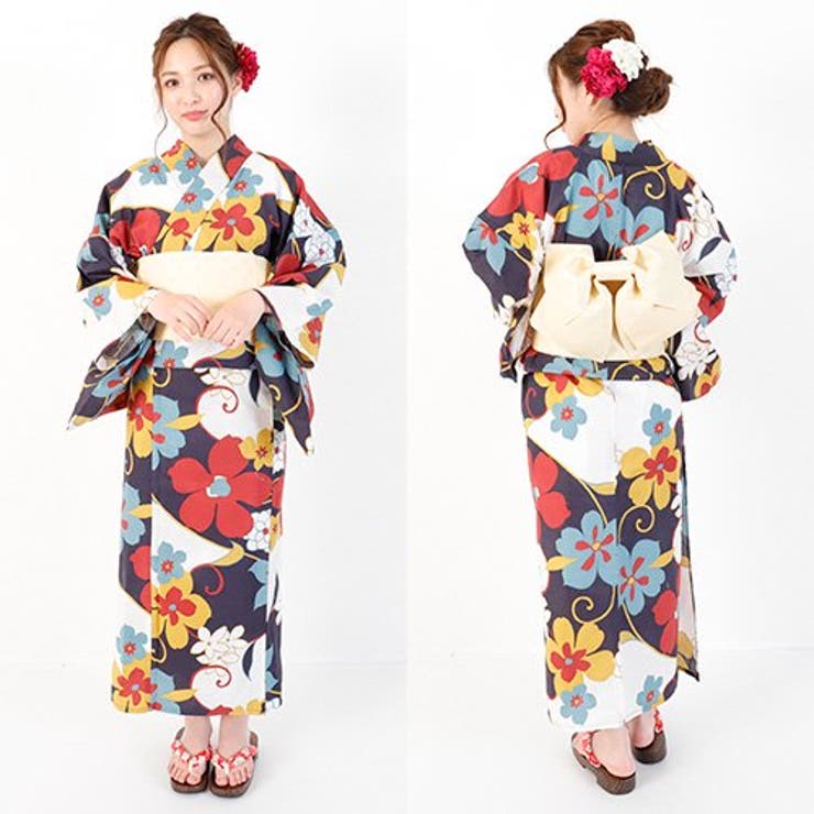 全体的に丸みのある花とつたが女性らしいデザインの浴衣 3点セット Yukata 品番 Gxaw Graxia グラシア のレディースファッション通販 Shoplist ショップリスト