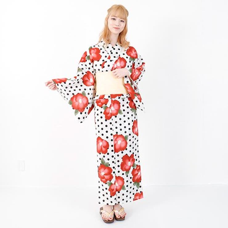 椿柄でレトロ、水玉模様でポップな印象の大人かわいい浴衣3点セット | GRAXIA | 詳細画像3 